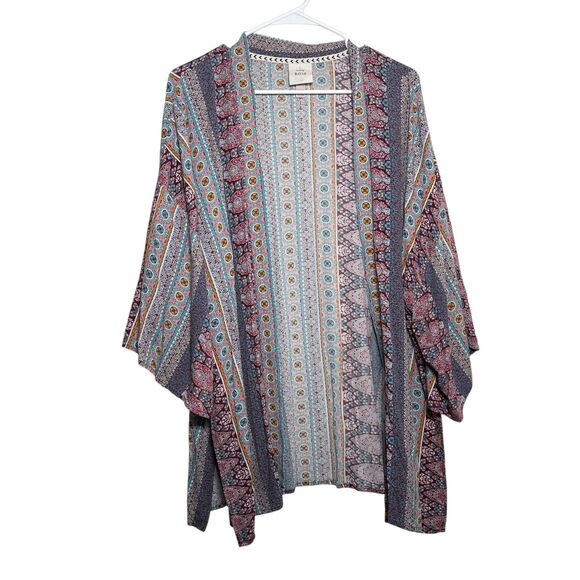 Knox Rose Sweater Women's XL/XXL Kimono Cardigan Boho Printed 3/4 Sleeve - Picture 1 of 9